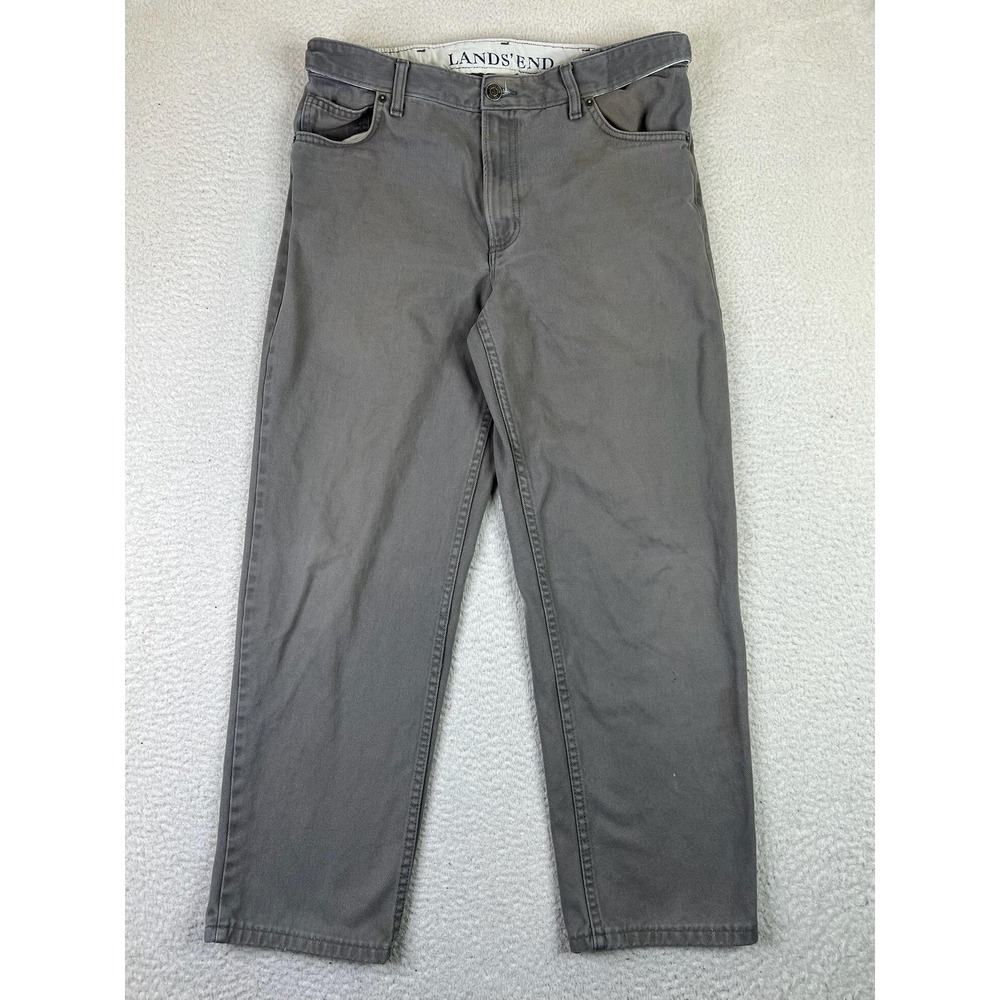 Lands End Pants Mens 33‎ (Fits 36x29) Gray Traditional Fit Straight Leg Chino